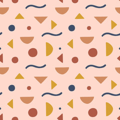 Modern terracotta abstract seamless pattern. Vector smooth shapes illustration. Warm earthly palette.