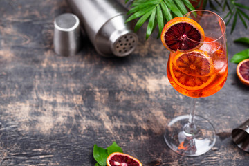 Aperol spritz cocktail with blood orange