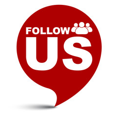red vector illustration banner follow us
