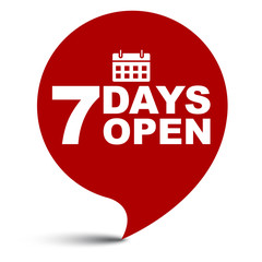 red vector illustration banner seven days open