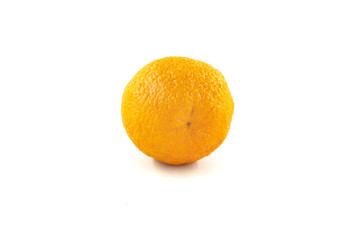Orange fruit isolated on white background. Creative healthy food concept. Flat lay.