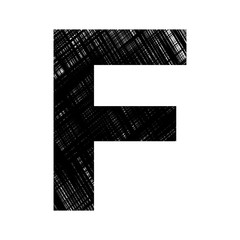 ENGLISH ALPHABET MADE OF BLACK SCRIBBLE TEXTURE : F