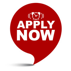 red vector illustration banner apply now