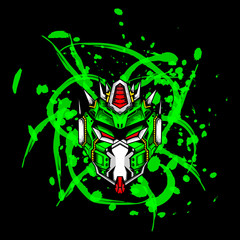 Robot head with ink background