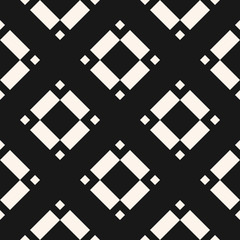 Vector geometrische naadloze patroon met ruiten, diamanten, vierkanten, florale vormen, tegels. Abstracte zwart-witte textuur. Minimale monochrome sieraad achtergrond. Donker herhalingsontwerp voor decor, print