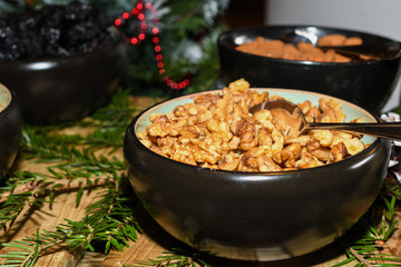 Selection self service continental breakfast buffet display, catering or brunch table food buffet