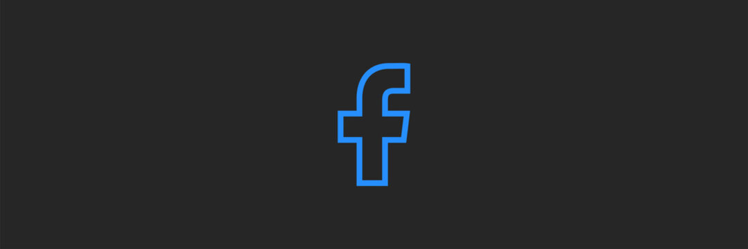 Facebook - popular social media logo. Black background. Editorial vector. Kyiv, Ukraine - May 13, 2020