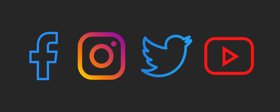 twitter and facebook logo black background