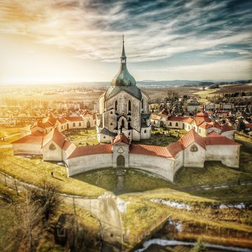 Pilgrimage Church Of Saint John Of Nepomuk Against Cloudy Sky