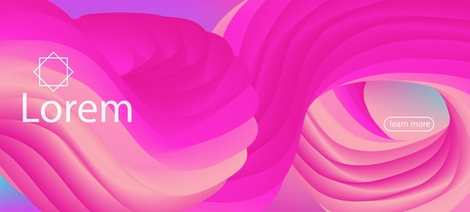 Funky Liquid Shape Banner. Landing Page, Pink, Purple Background. Neon Color 