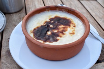 Turkish style rice pudding burnt on top