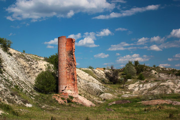 Old abandoned limestone calcination furnace near Vovchansk, Eastern Ukraine