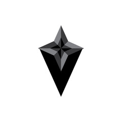 V letter with 3D star logo design vector