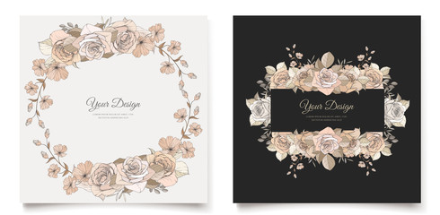 elegant brown floral invitation card template