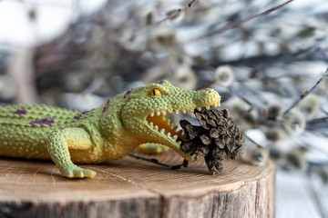 toy crocodile eats a bump