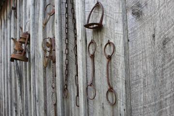 Tools on side of barn