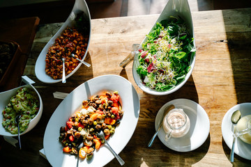 photo of salad bowls in a wedding