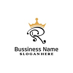 logo feminime design initial S and R with gold crown concept design inspiration