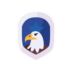 Usa eagle inside shield with star flat style icon vector design
