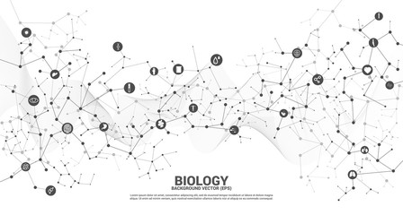 Network line Connecting dot molecule background. Concept of biology chemical and science. - obrazy, fototapety, plakaty