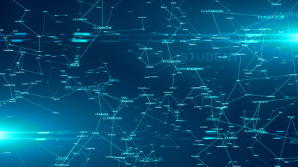 E-learning online education training school from home using technology - 3D Illustration Render