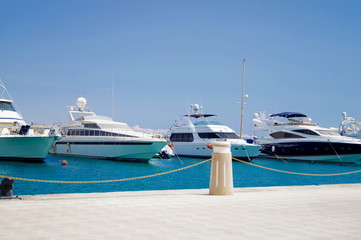 Fototapeta premium beautiful white yachts by the red sea