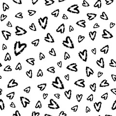 Heart doodle hand drawn pattern. Vector seamless romantic background.