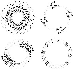 Set of abstract black shapes in circle form. Halftone dots. Trendy design element for frame, logo, tattoo, sign, symbol, web, prints, posters, template, pattern and abstract background