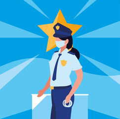 professional woman working with face mask