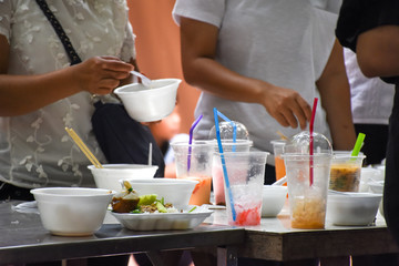 People use plastic and foam container fill food and drink it's cause the garbage and environmental pollution.