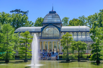 Palacio de Cristal (Glass Palace) in Buen Retiro Park in Madrid, Spain