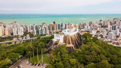 Aerial view of Nossa Senhora da Penha convent and town of Vila Velha - Esp&iacute;rito Santo state - Brazil