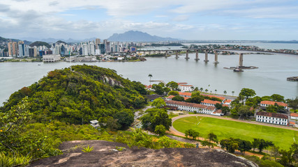 Aerial view of Nossa Senhora da Penha convent and town of Vitória - Espírito Santo state - Brazil