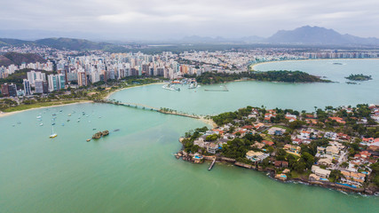 Fototapeta na wymiar Vitória - ES. Aerial view of the beaches of downtown Vitoria, in Espírito Santo state, Brazil