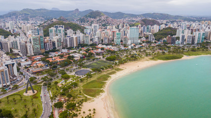 Vitória - ES. Aerial view of Curva da Jurema beach and Vitória city, in Espírito Santo state, Brazil