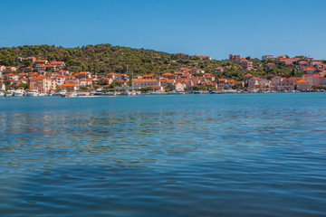 Fototapeta na wymiar View of sea coast in Trogir town, Dalmatia, Croatia