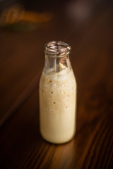 Tumeric latte in the fancy bottle 
