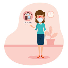 woman using face mask for covid19 pandemic vector illustration design