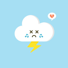 Colorful weather forecast icons. Funny cartoon sun and clouds. Adorable faces with various emotions. Flat vector for mobile app, social network sticker, children book or print. Cloud with sun