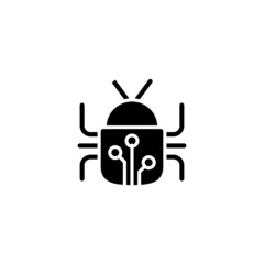 Robot insect icon vector in black solid flat design icon isolated on white background
