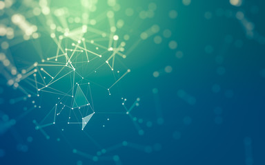 Abstract background. Molecules technology with polygonal shapes, connecting dots and lines. Connection structure. Big data visualization.