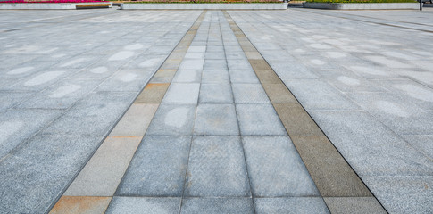 Perspective View of Monotone Gray Brick Stone on The Ground for Street Road. Sidewalk, Driveway,...