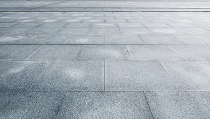 Perspective View of Monotone Gray Brick Stone on The Ground for Street Road. Sidewalk, Driveway,...