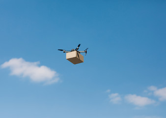 Packages and transported in high-tech logistics, online shopping concept