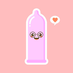 cute and kawaii condom shaped funny emoticons . Latex contraception emoji symbols. Social communication and chatting vector elements. Smile face facial expression. Safe sex sticker collection.