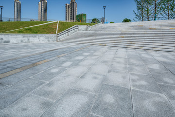 Perspective View of Monotone Gray Brick Stone on The Ground for Street Road. Sidewalk, Driveway,...