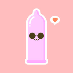 cute and kawaii condom shaped funny emoticons . Latex contraception emoji symbols. Social communication and chatting vector elements. Smile face facial expression. Safe sex sticker collection.