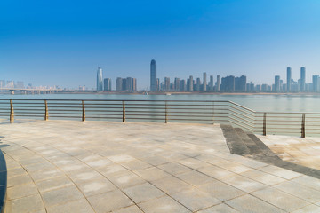 Fototapeta premium city skyline of business district downtown in daytime