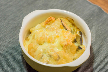 Japanese dining table. Rice, side dishes, pickles and stewed dishes