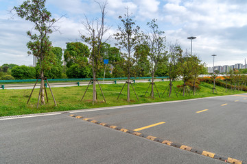 Empty urban road and buildings in China